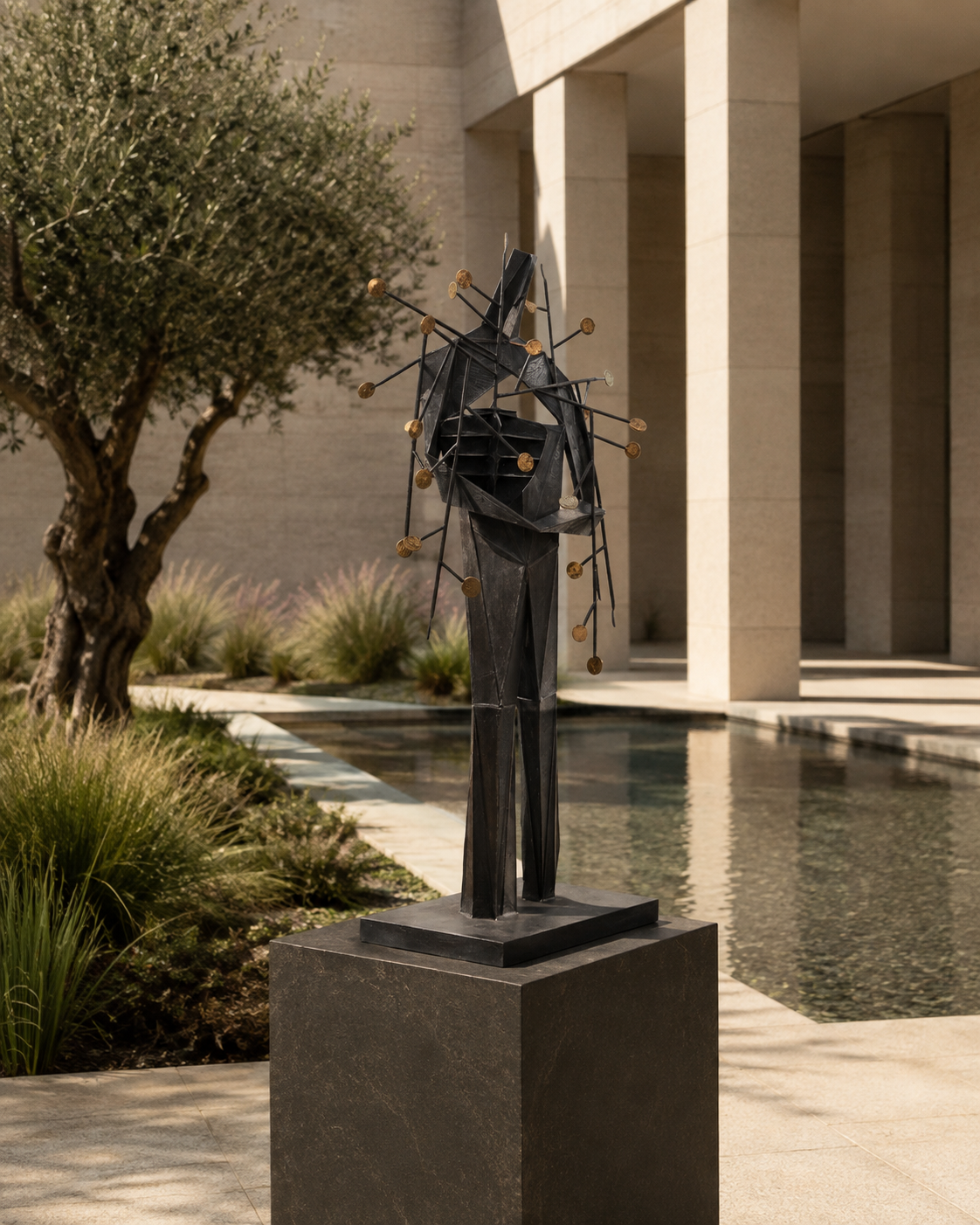 RCHZD 2/8 by Adam Bakalarz installed in a contemporary architectural courtyard