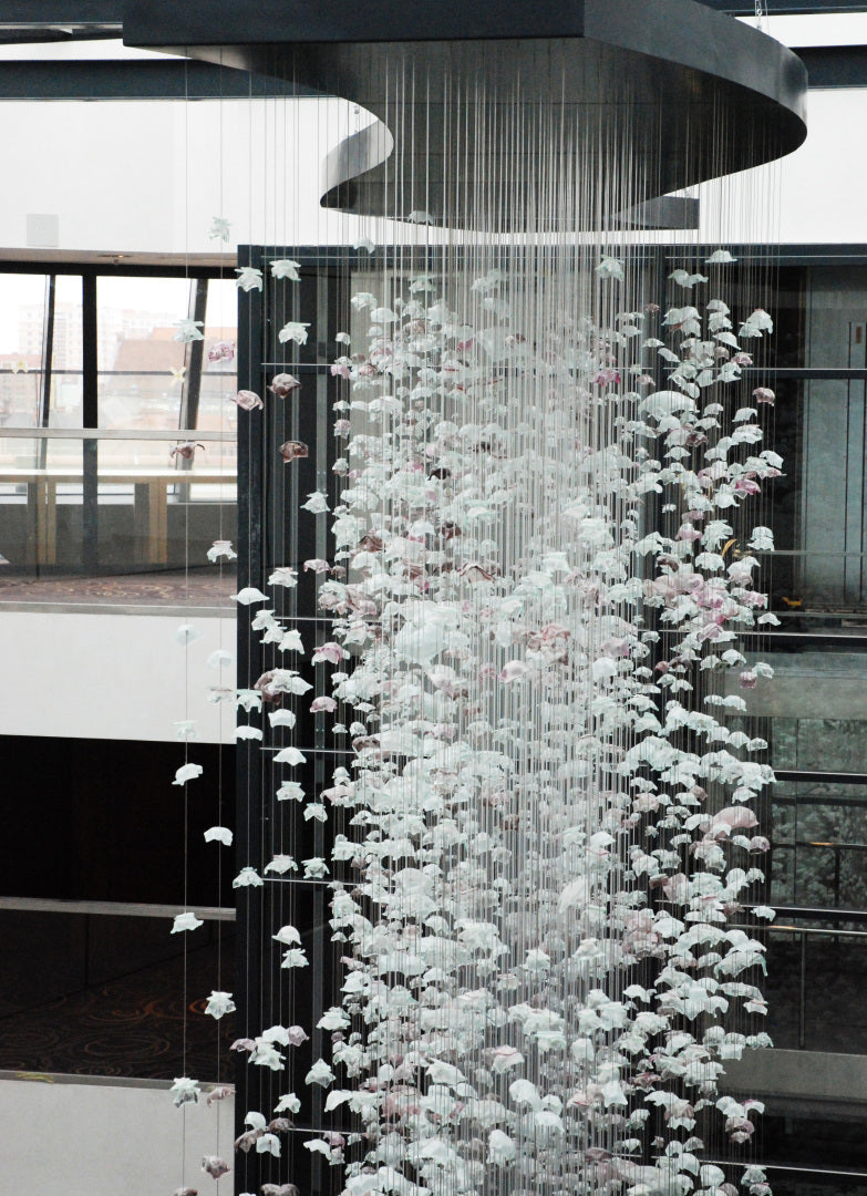 Sea Flowers glass installation by Barańska Design at Hilton Gdańsk