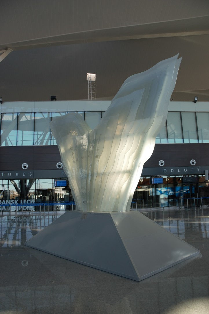 Wings of Freedom monumental glass sculpture at Gdańsk Airport
